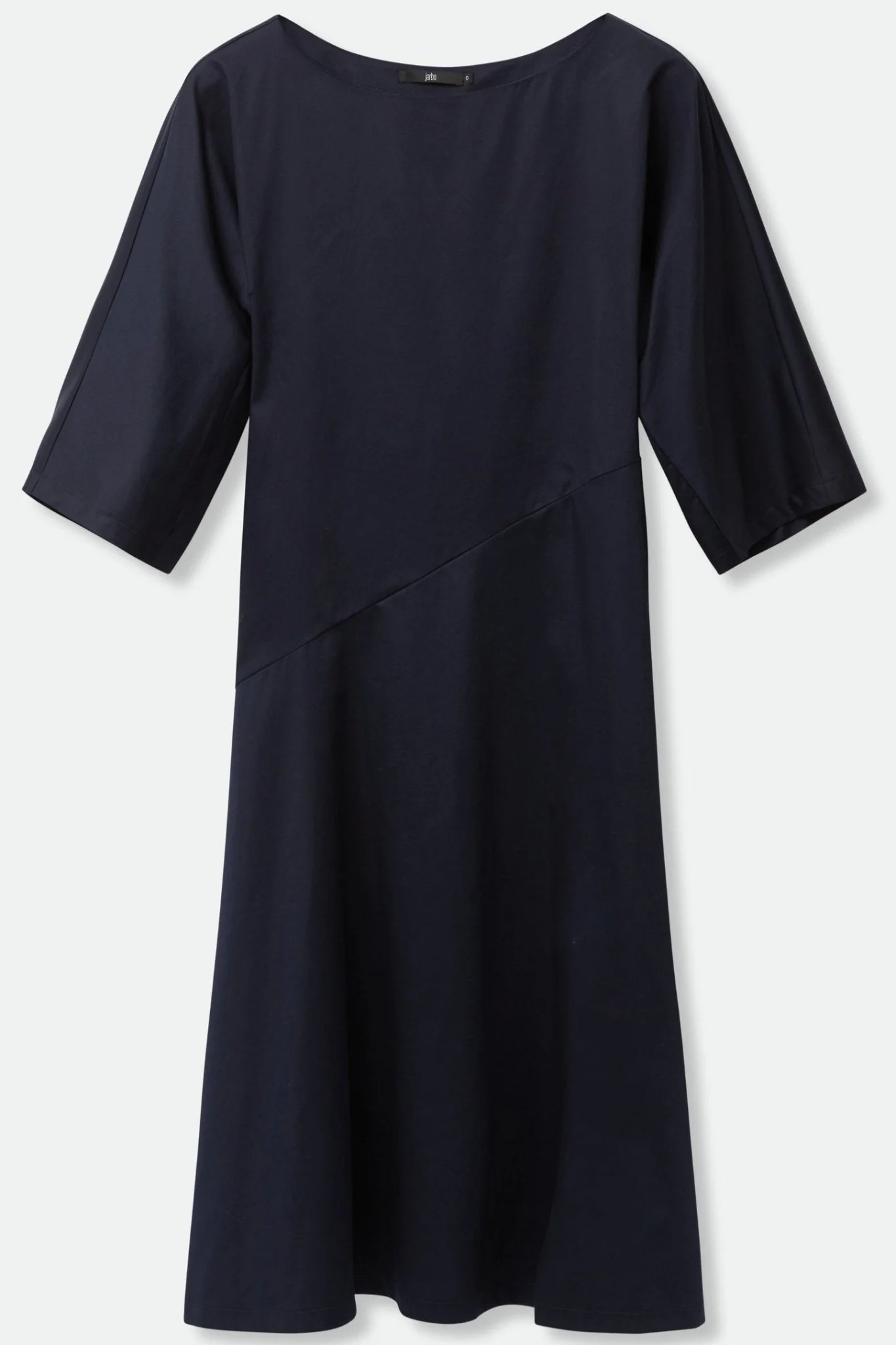 DELLA BATEAU NECK ELBOW SLEEVE DRESS IN STRETCH ITALIAN COTTON - Image 2