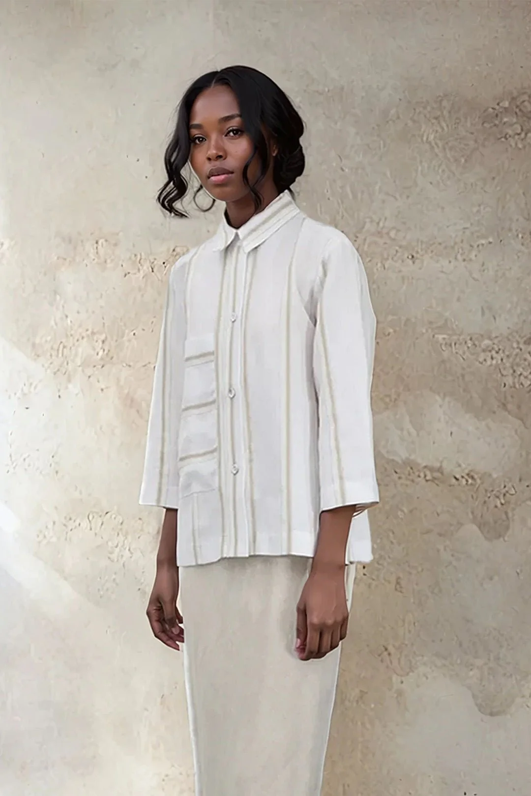 LILY PATCH POCKET 3/4 LIGHTWEIGHT JACKET IN LINEN-COTTON