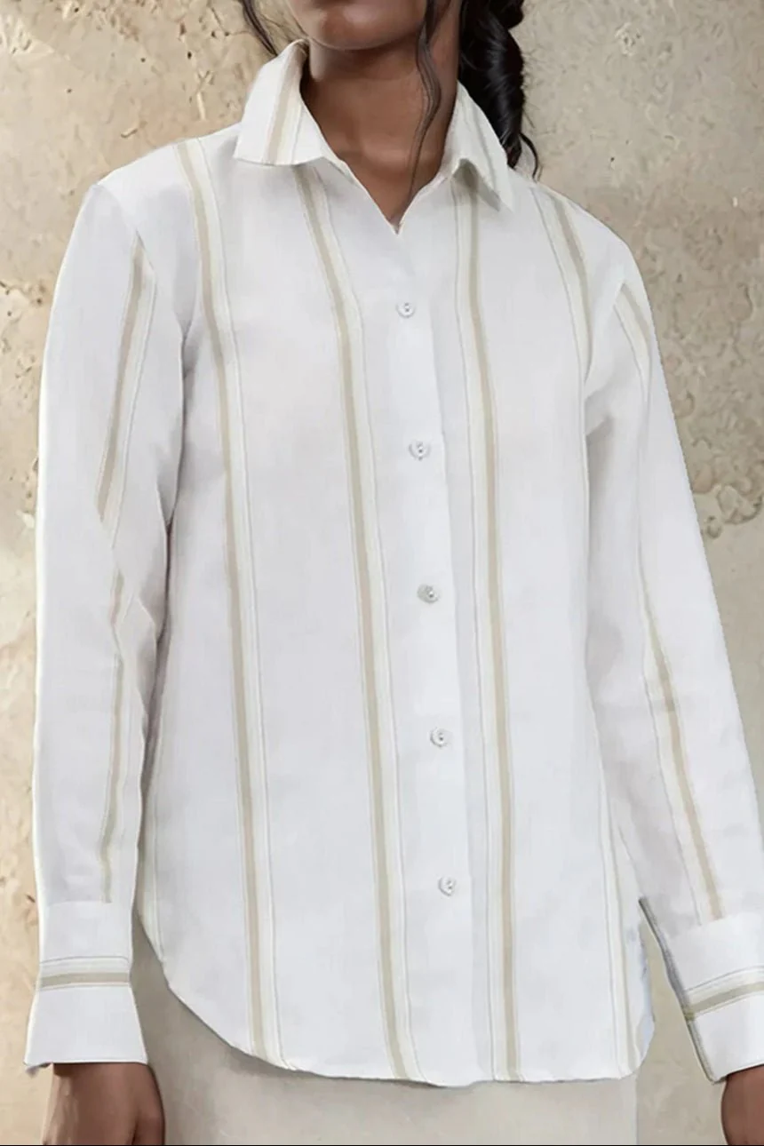 LILY WOVEN STRIPE SHIRT IN LINEN-COTTON