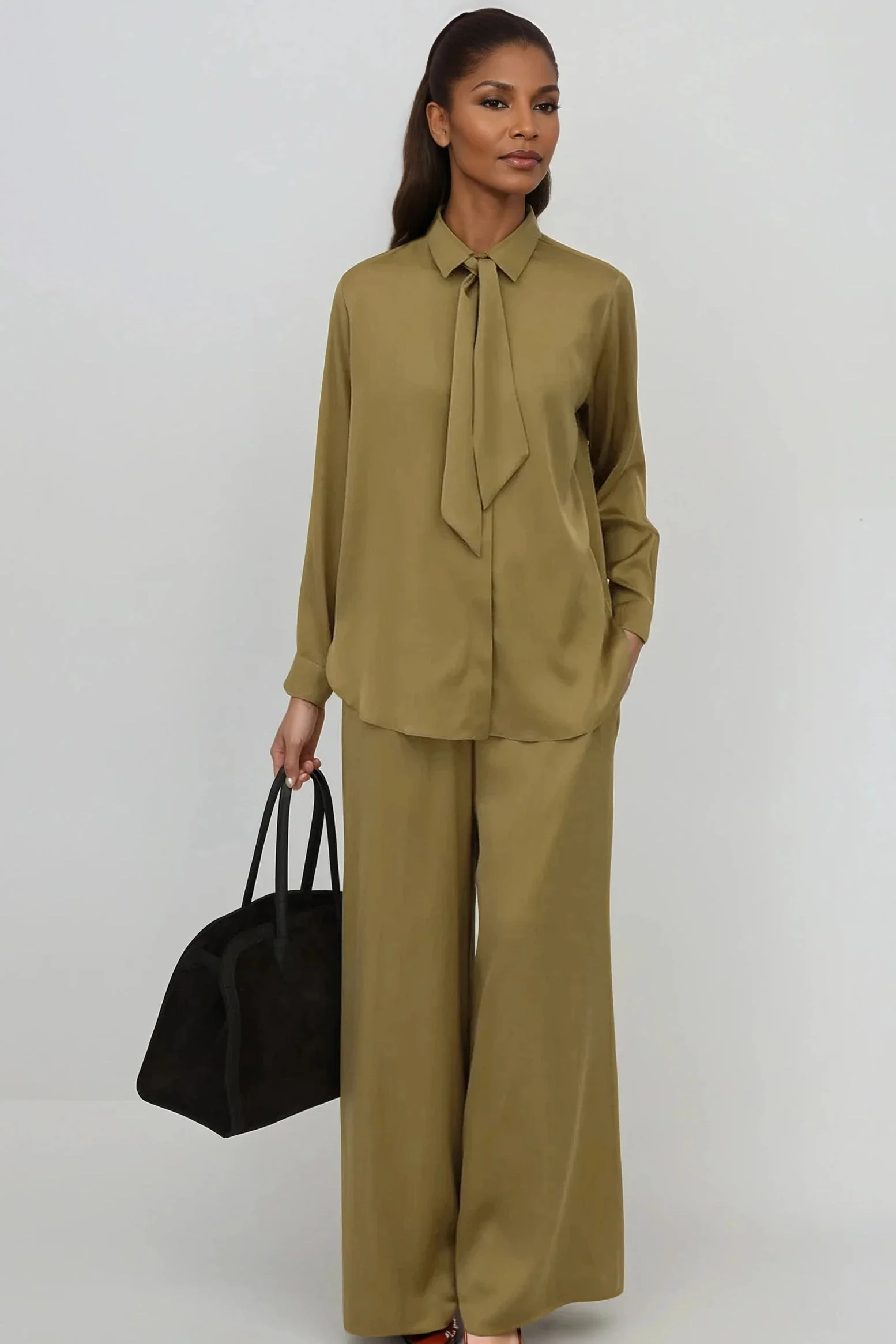 SAINT SHIRT WITH TIE IN SILK CHARMEUSE - Image 5