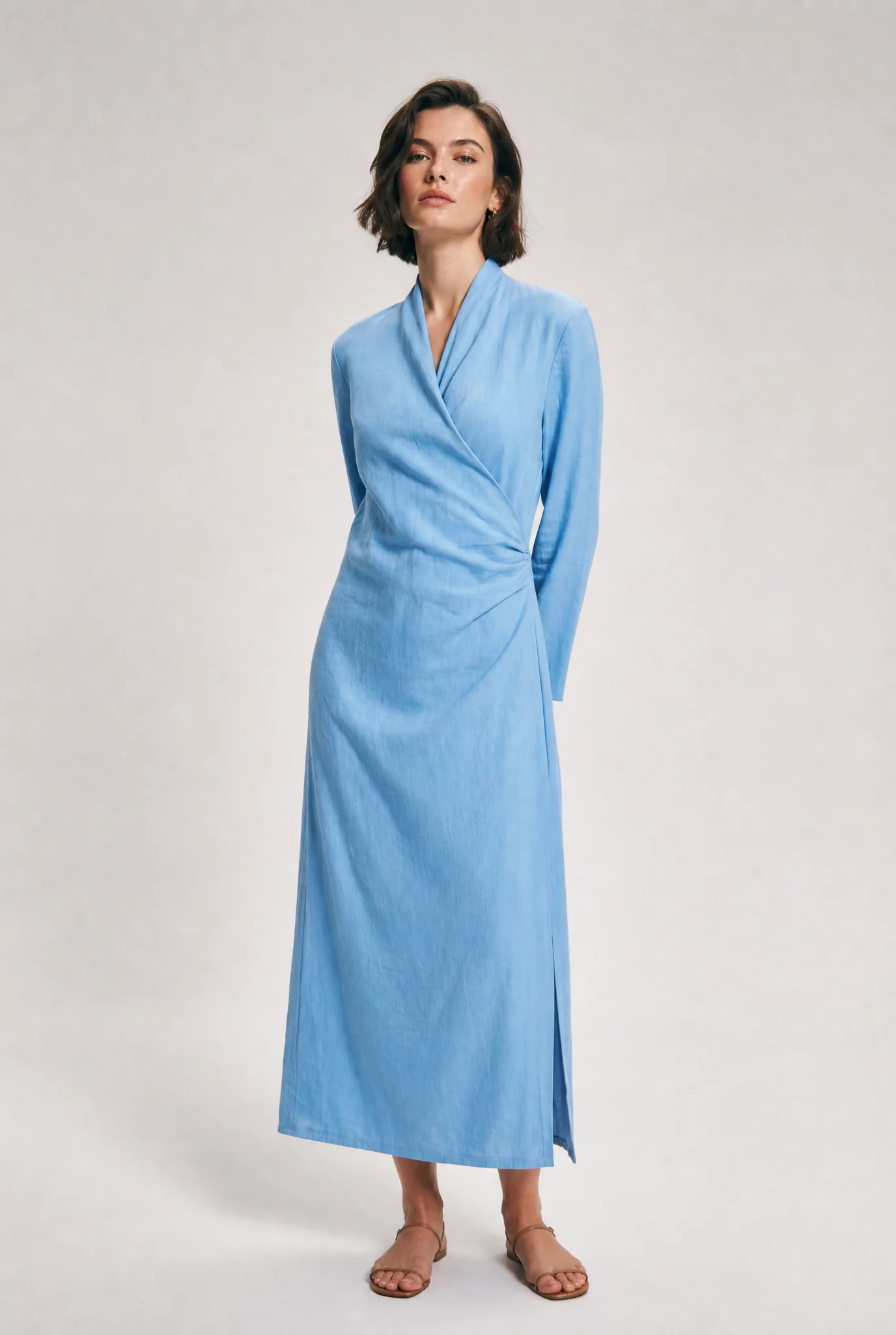 DIANE WRAP DRESS IN ITALIAN LINEN STRETCH - Image 8