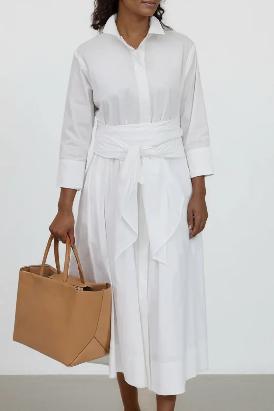 DANNI TIED-BACK DRESS IN FINE ITALIAN POPLIN COTTON - Image 8