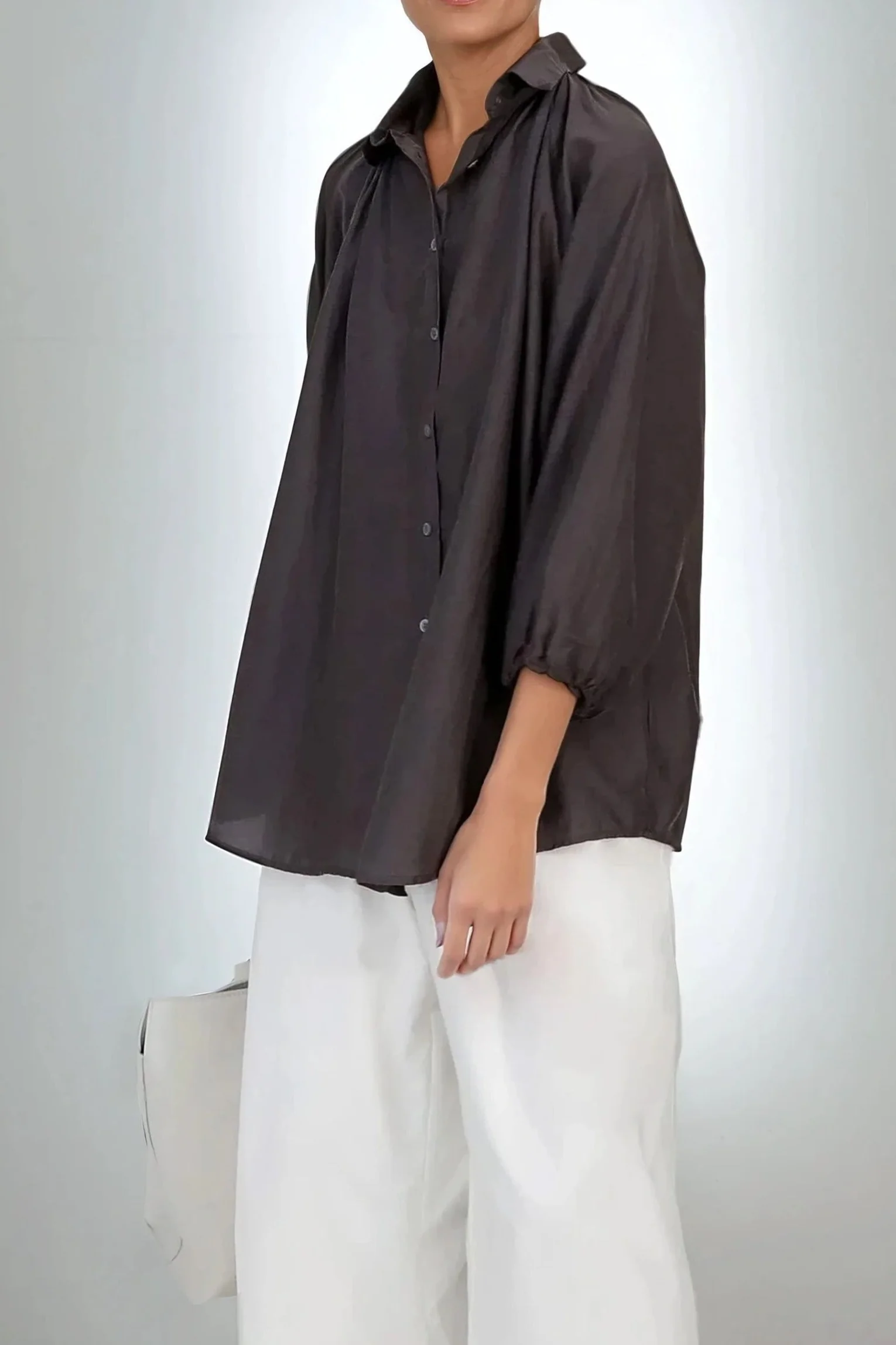FLOWY OVERSIZED BLOUSE IN SILK COTTON - Image 17
