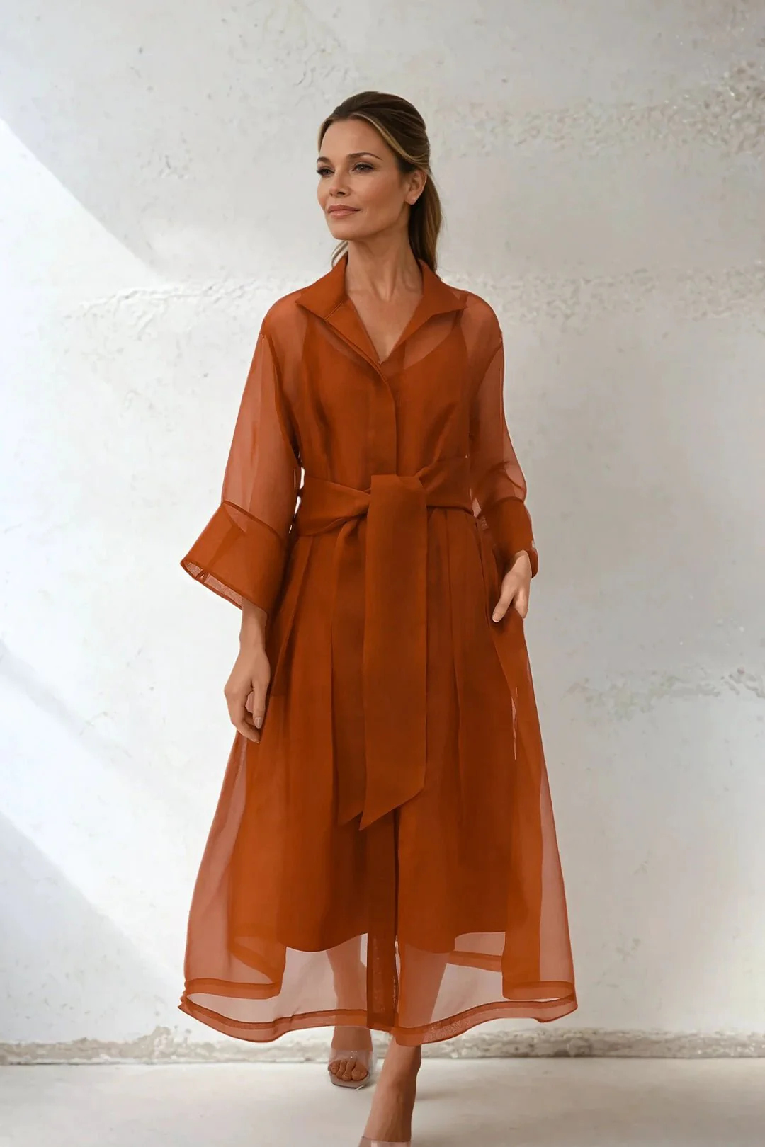 GABRIELLE DRESS IN SILK ORGANZA BURNT ORANGE