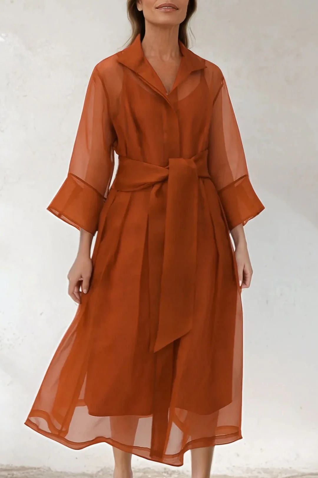 GABRIELLE DRESS IN SILK ORGANZA BURNT ORANGE - Image 2