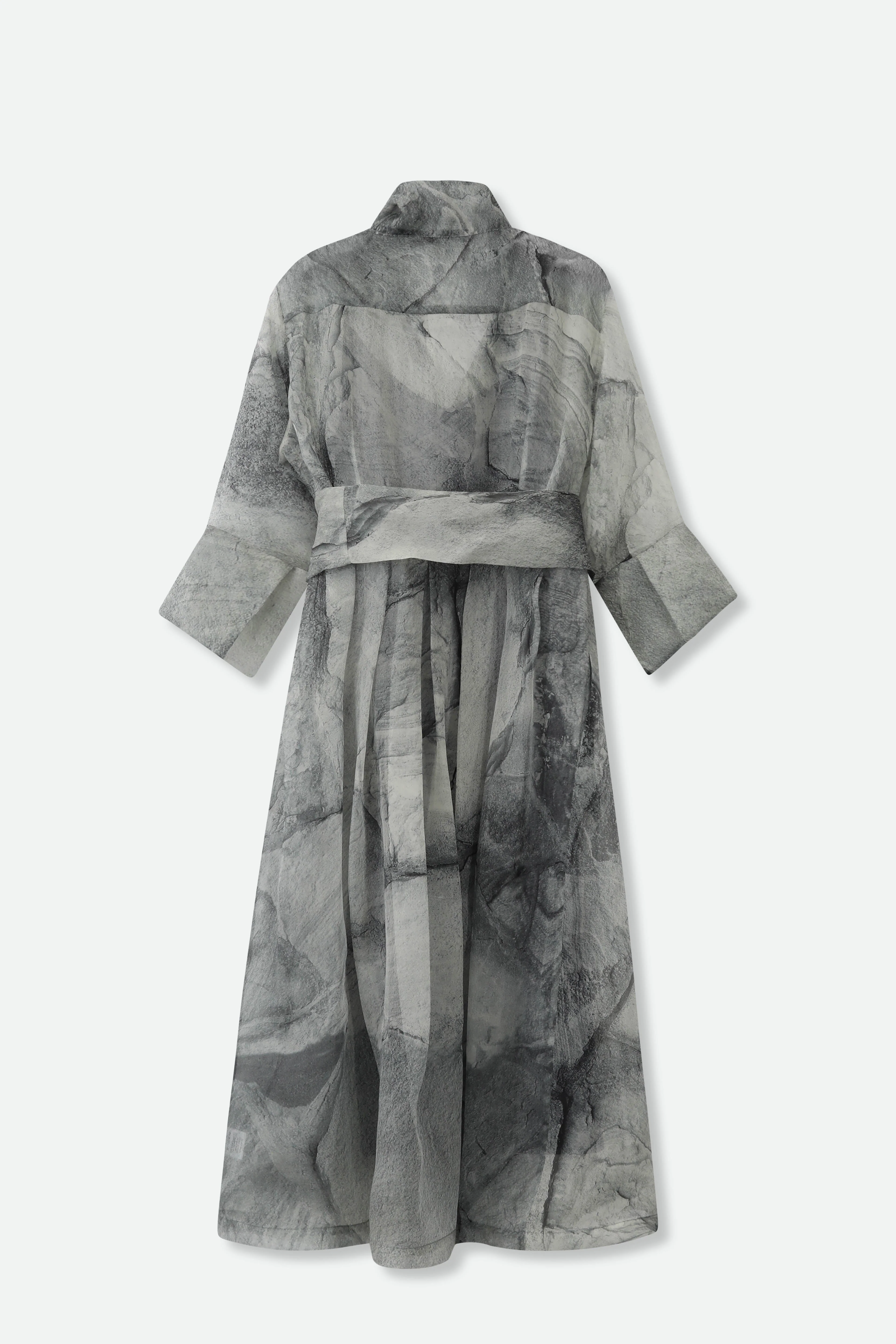 GABRIELLE DRESS IN SILK ORGANZA STONEY GREY - Image 4