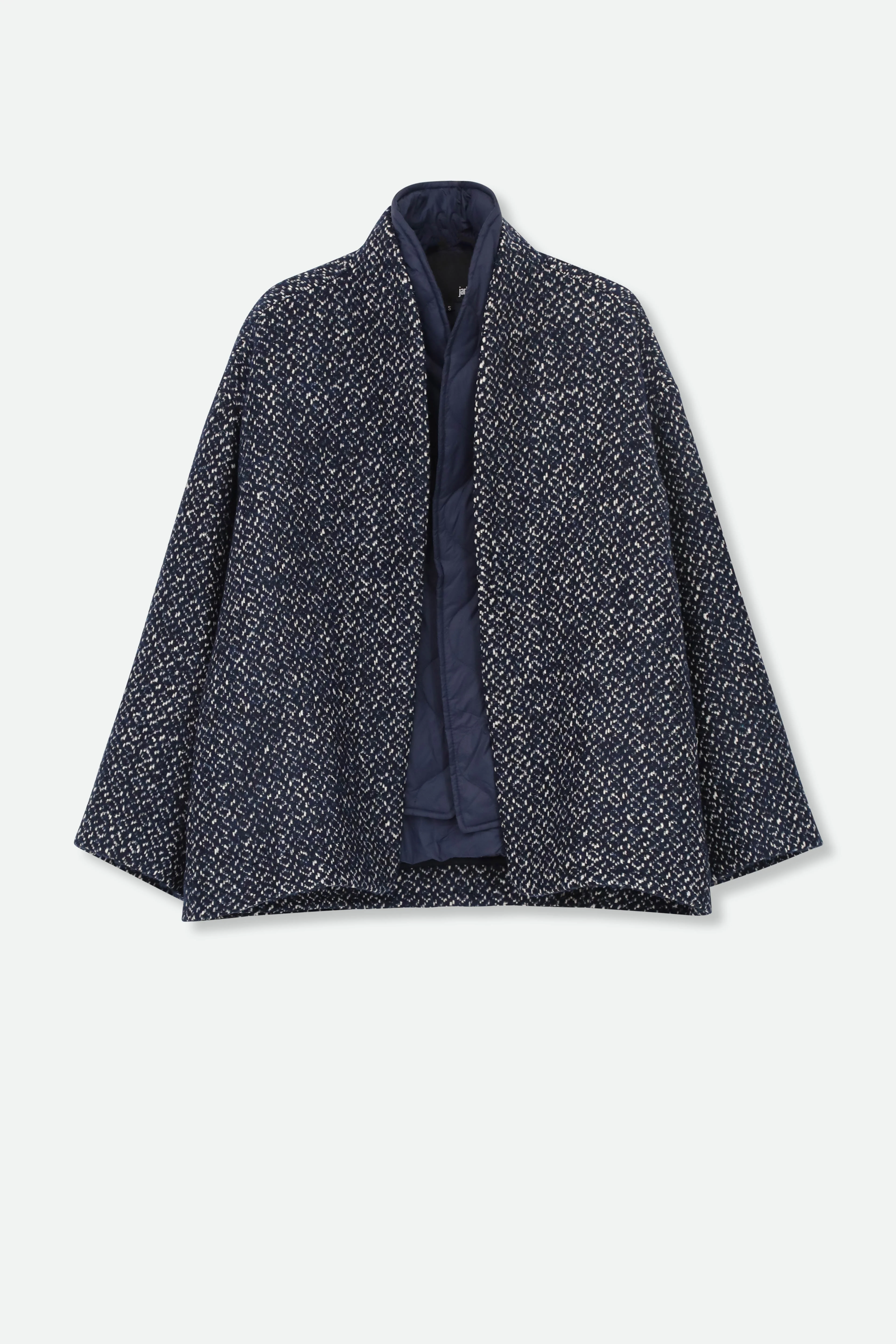 ELENA WOOL JAQUARD & GOOSE DOWN TWO PIECE COAT SET IN NAVY - Image 2