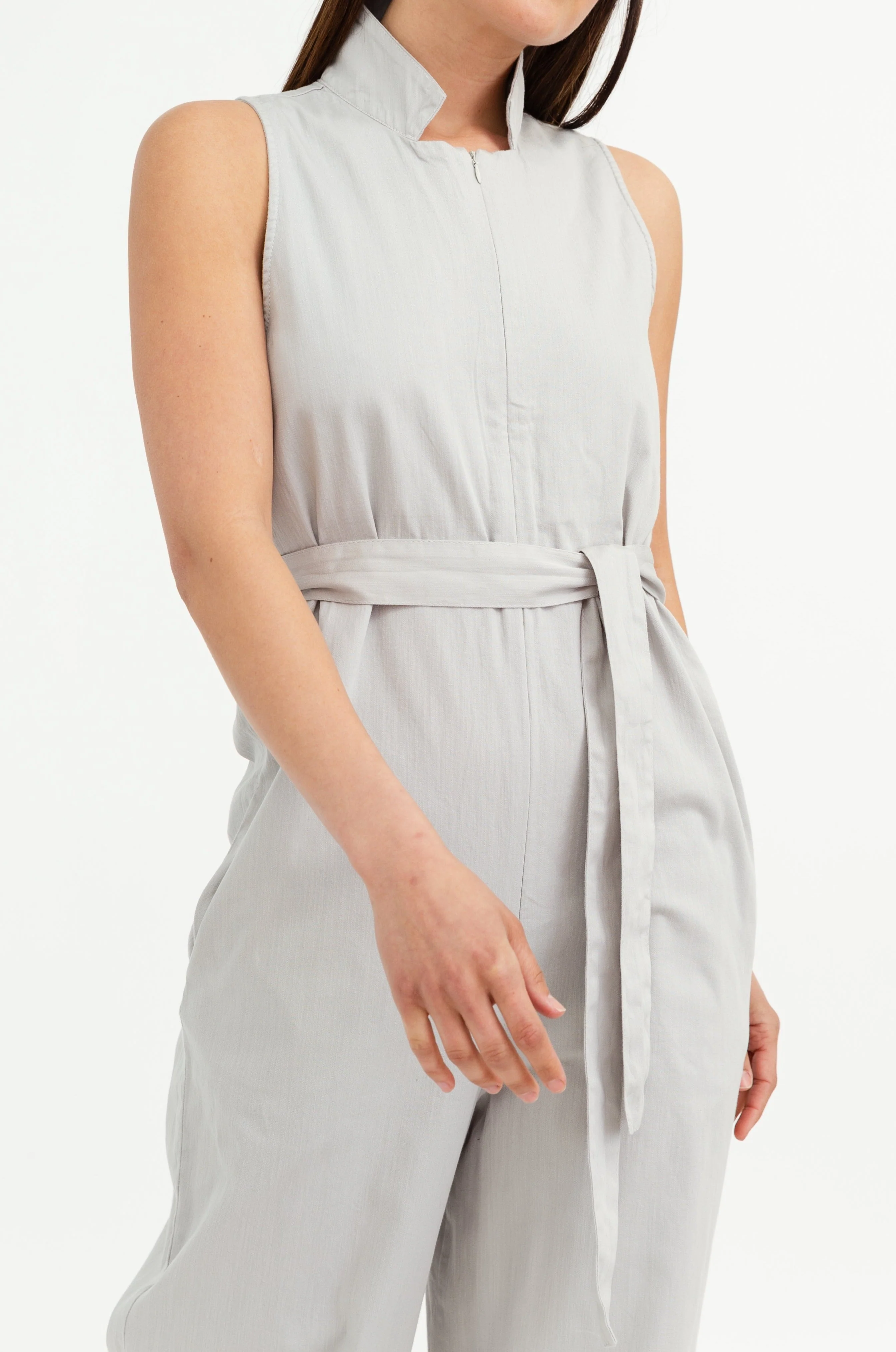 ZOLA HIGH COLLAR SLEEVELESS JUMPSUIT IN SOFT COTTON - Image 8