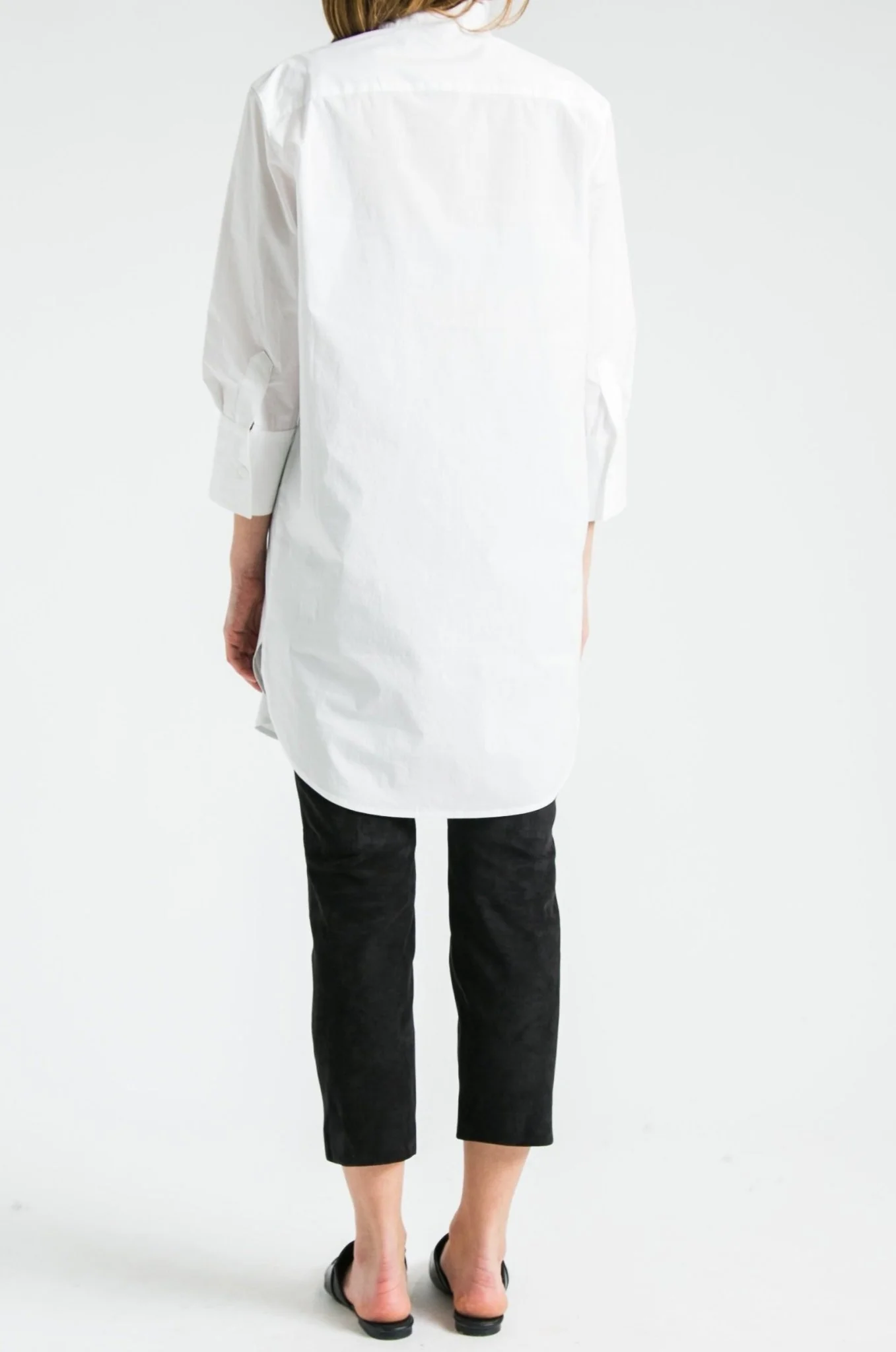 SARLA LONG BUTTON DOWN SHIRT IN ITALIAN POPLIN - Image 8