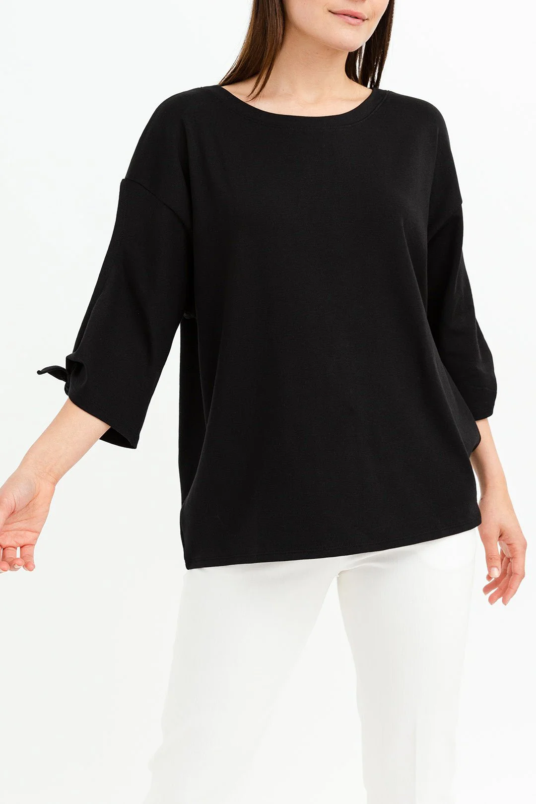 BOATNECK TIE-SLEEVE TOP IN PIMA COTTON STRETCH - Image 8