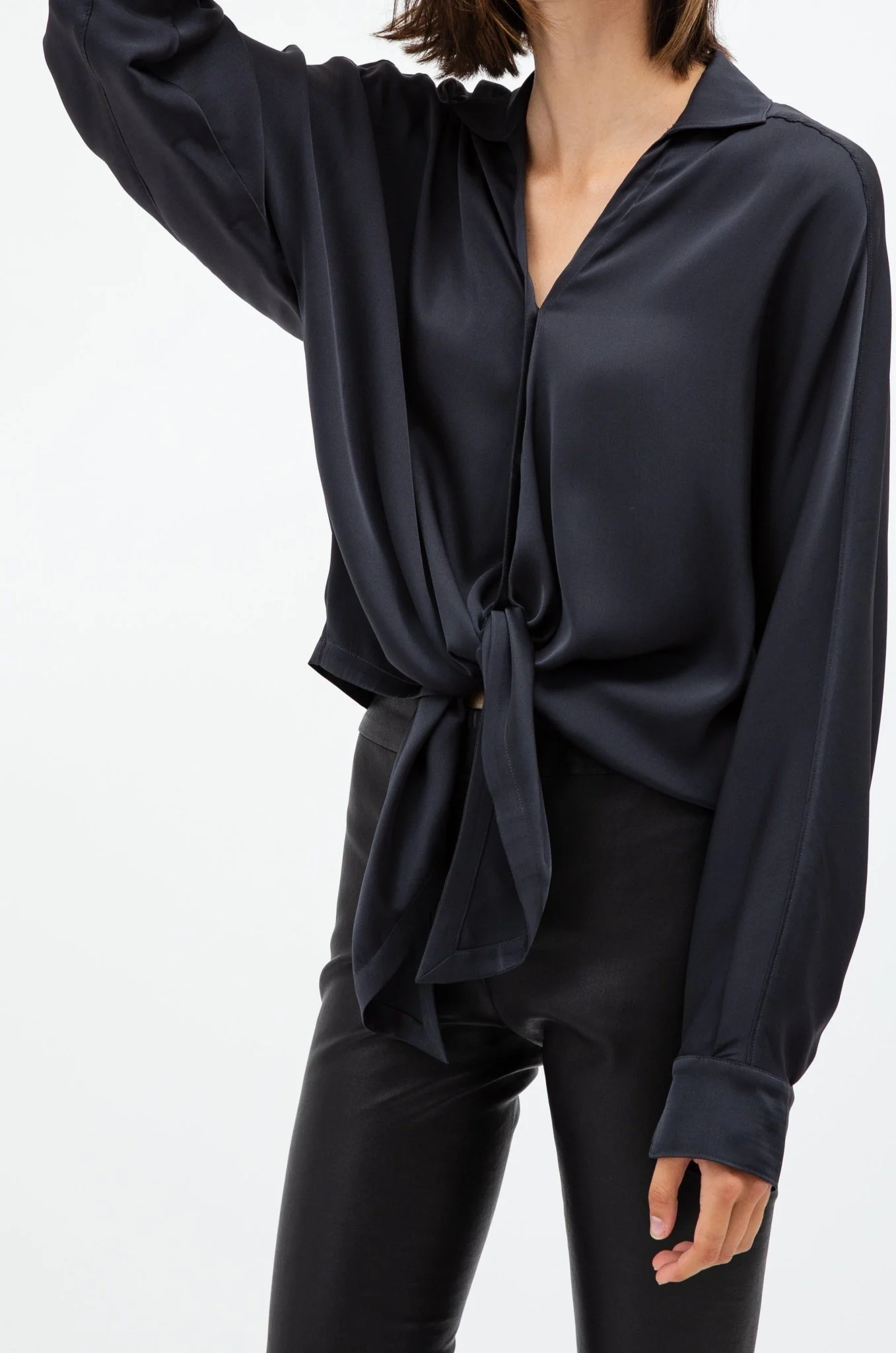 RENEE TIE DETAIL BLOUSE IN STRETCH SILK GEORGETTE - Image 11
