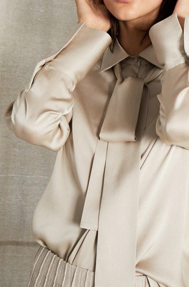 RENEE TIE DETAIL BLOUSE IN STRETCH SILK GEORGETTE - Image 8
