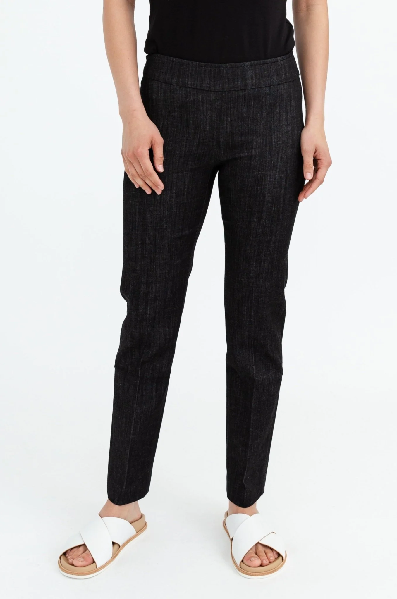 STRAIGHT LEG PIPER PULL-ON PANT IN STRETCH COTTON DENIM