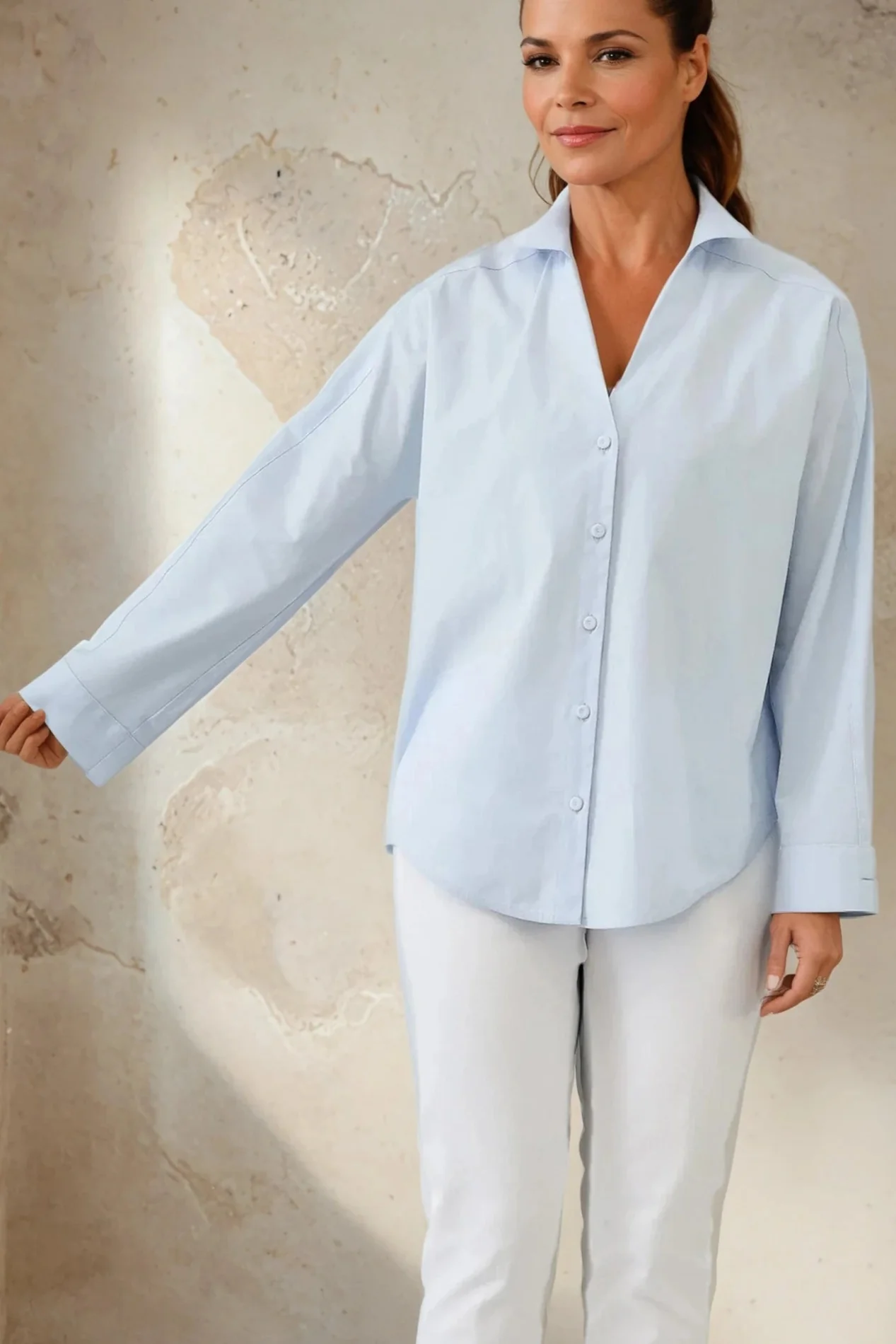MARY DOLMAN SHIRT IN ITALIAN COTTON STRETCH - Image 4