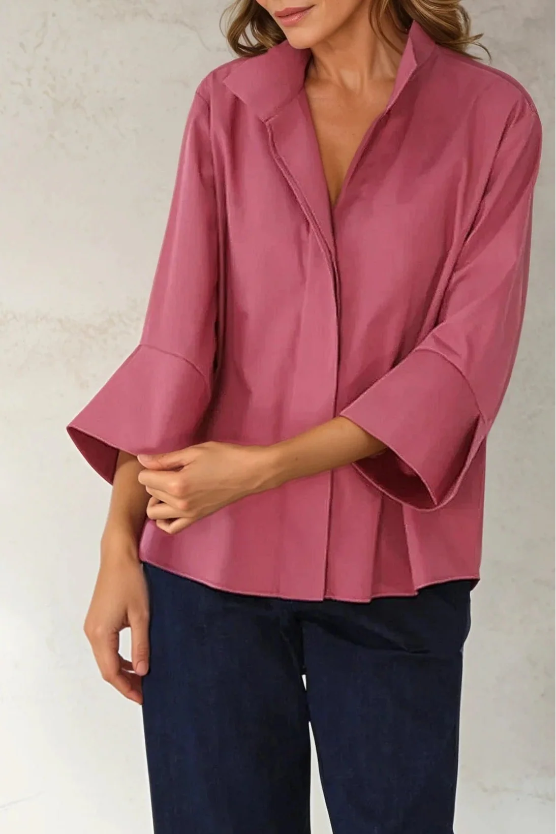 SANDRINE WIDE-CUFF SHIRT IN ITALIAN COTTON STRETCH - Image 5