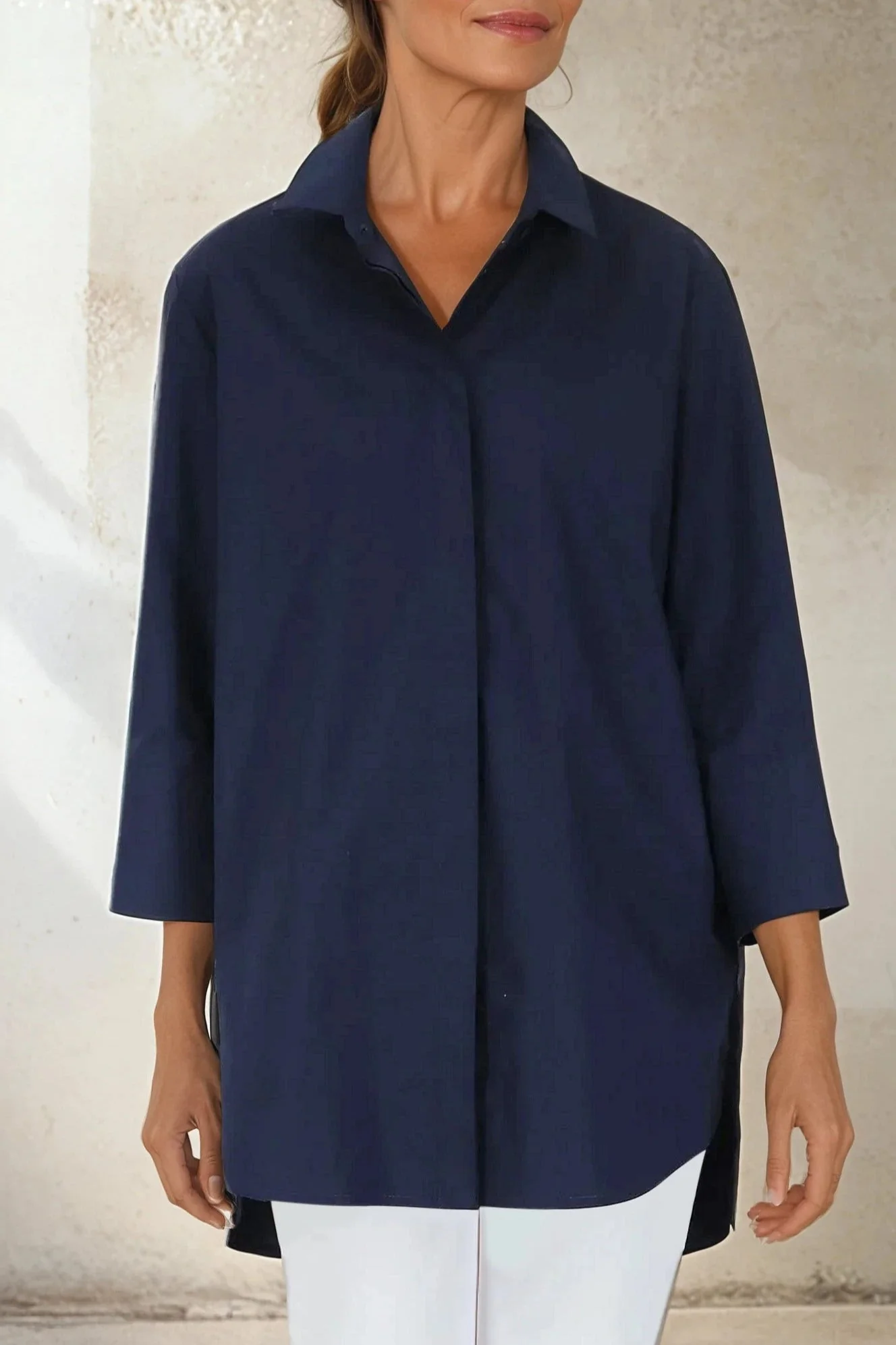 SADIE 3/4 SLEEVE SHIRT IN ITALIAN COTTON POPLIN STRETCH - Image 10