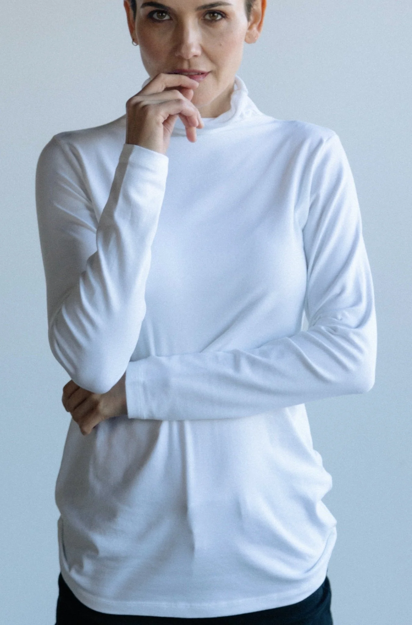 LONG SLEEVE TURTLENECK IN PIMA COTTON STRETCH - Image 2