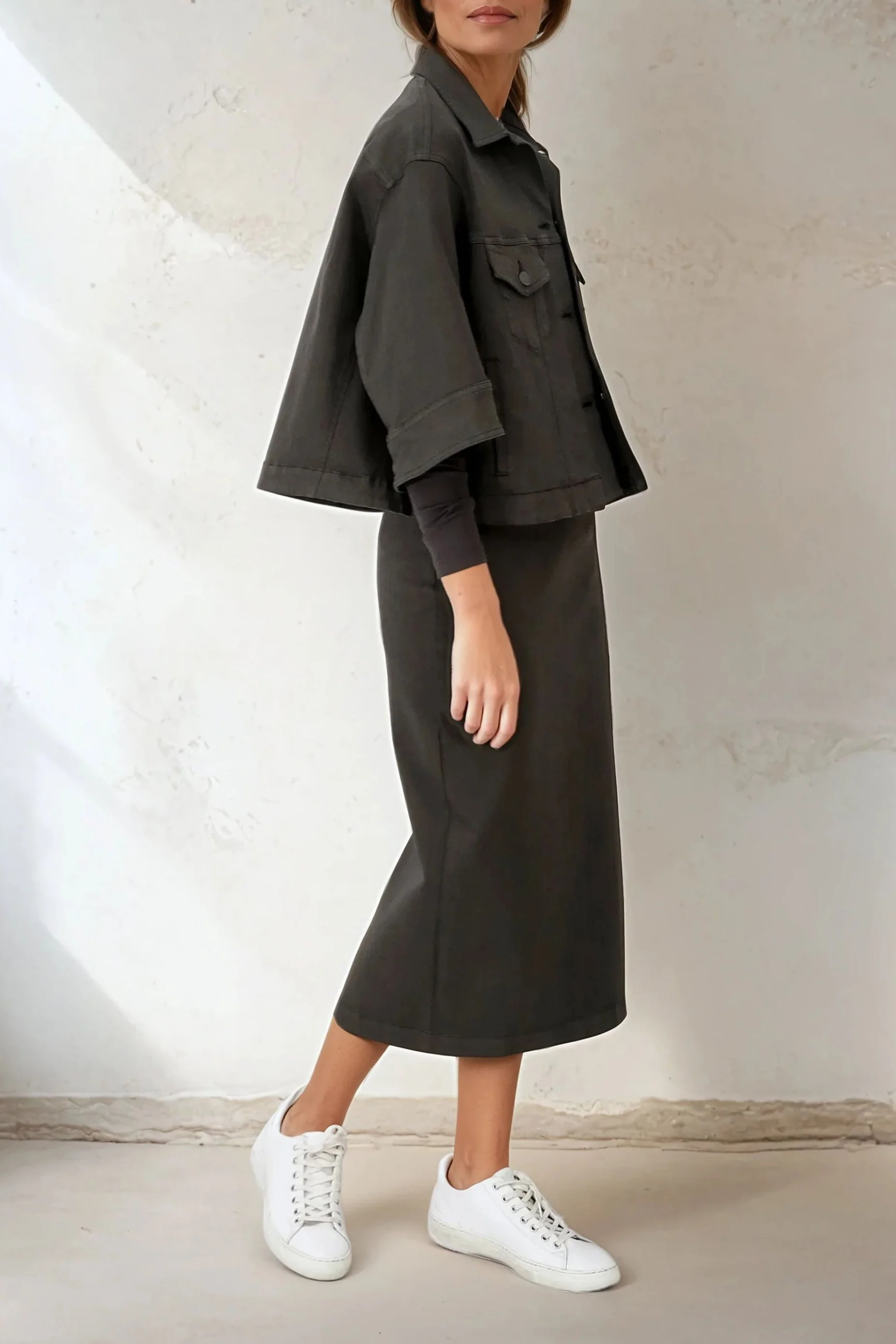 LAUREN SKIRT IN GARMENT-DYED ITALIAN STRETCH DENIM - Image 19