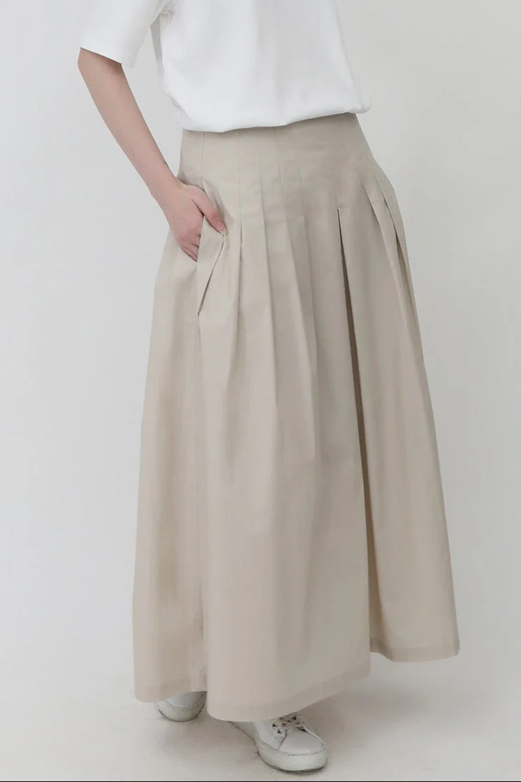 LILOU PLEATED SKIRT IN ITALIAN POPLIN STRETCH - Image 3