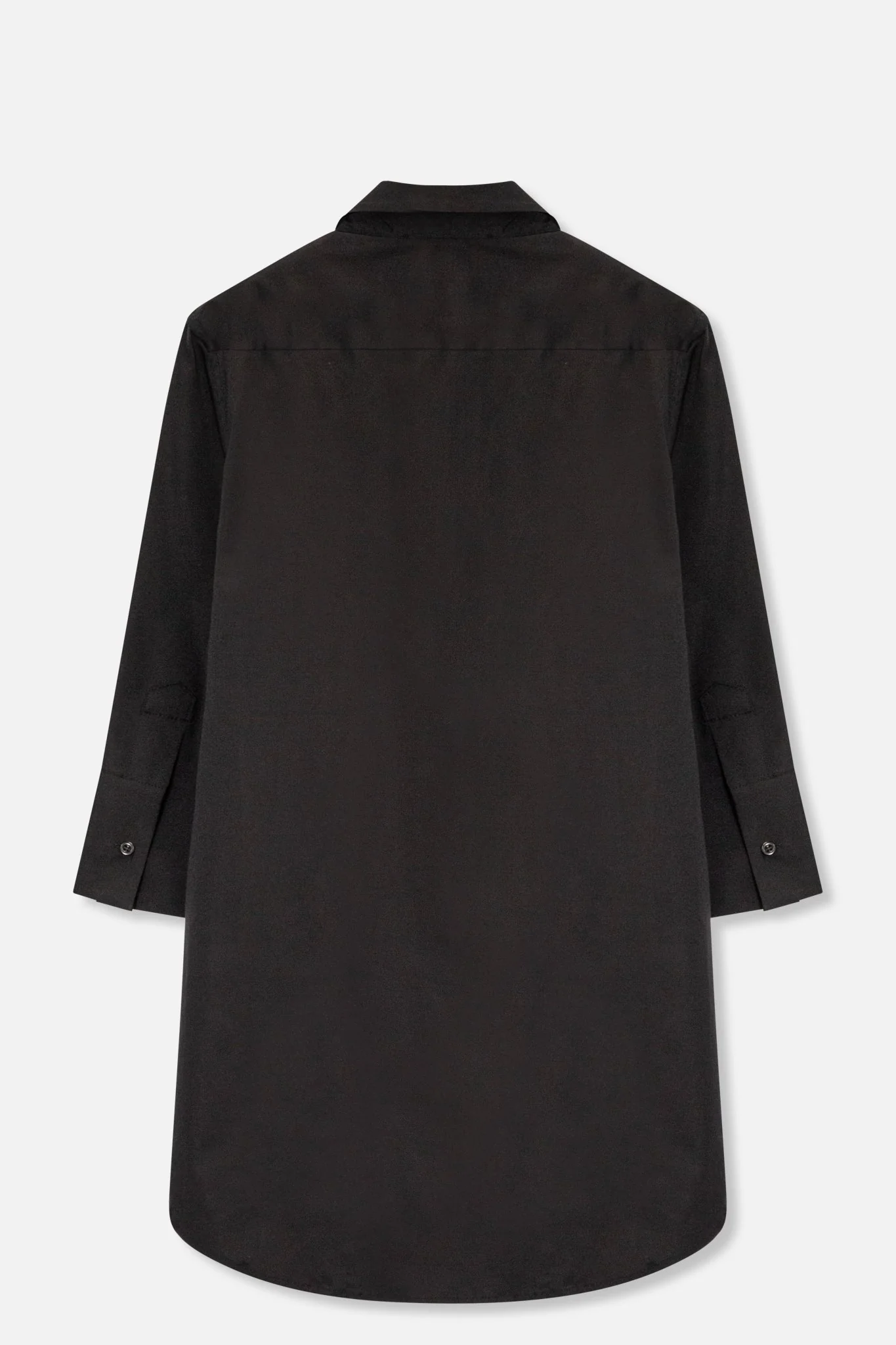 SERI LONG BUTTON DOWN SHIRT IN ITALIAN COTTON BLACK - Image 2