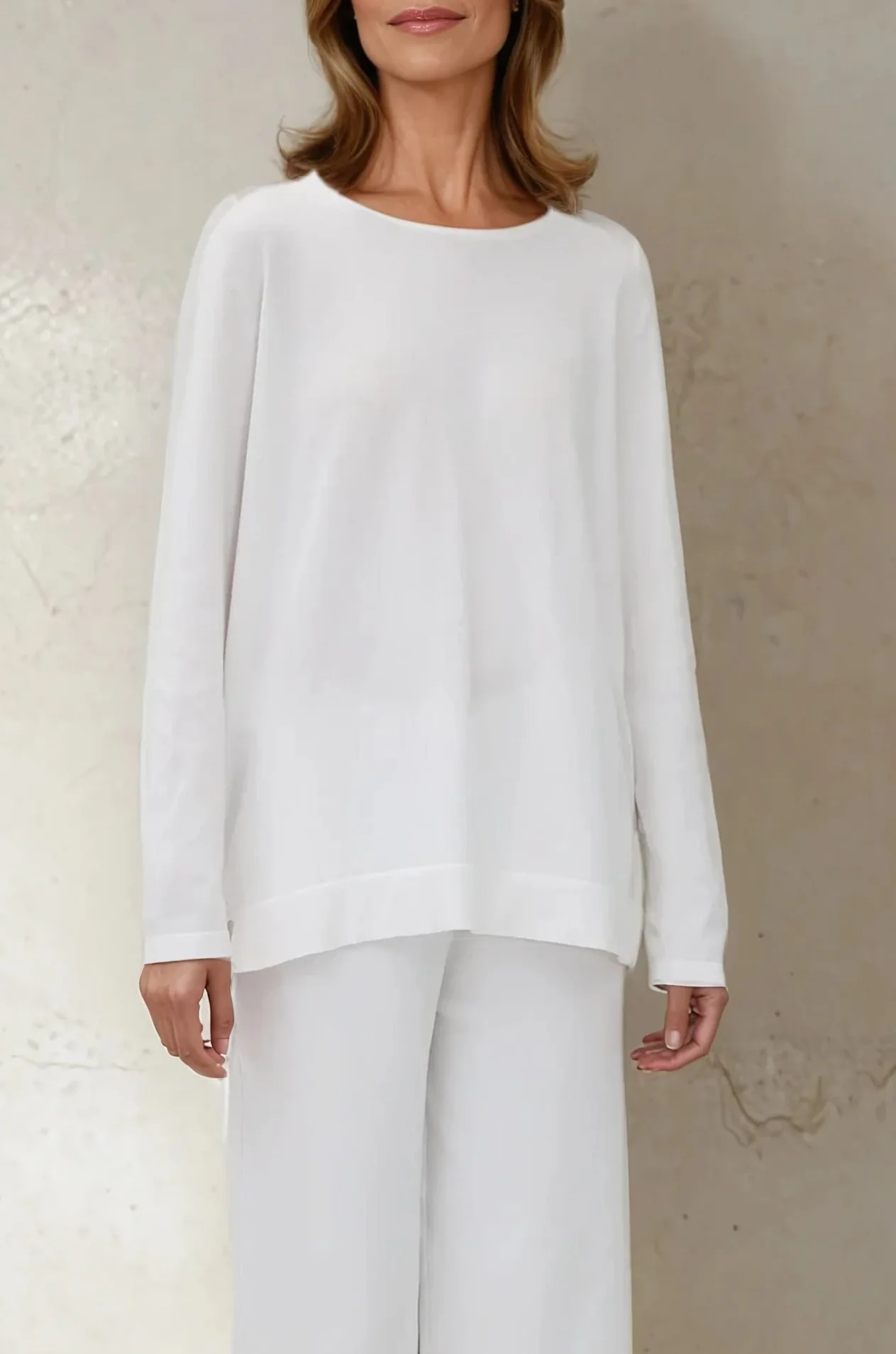 STEVIE LONG SLEEVE CREW IN KNIT PIMA COTTON