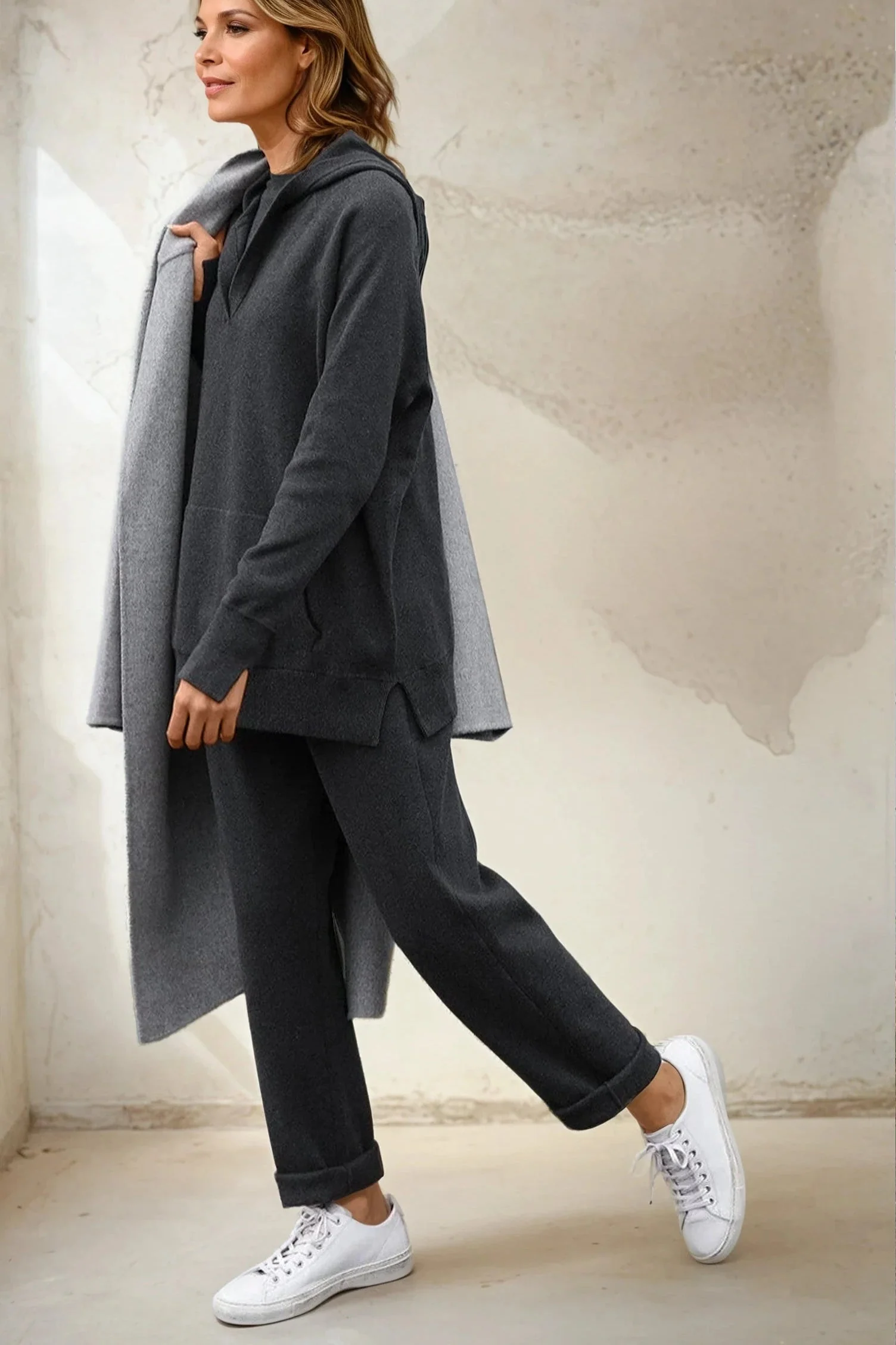 PAIGE PANT IN DOUBLE KNIT HEATHERED PIMA STRETCH - Image 2