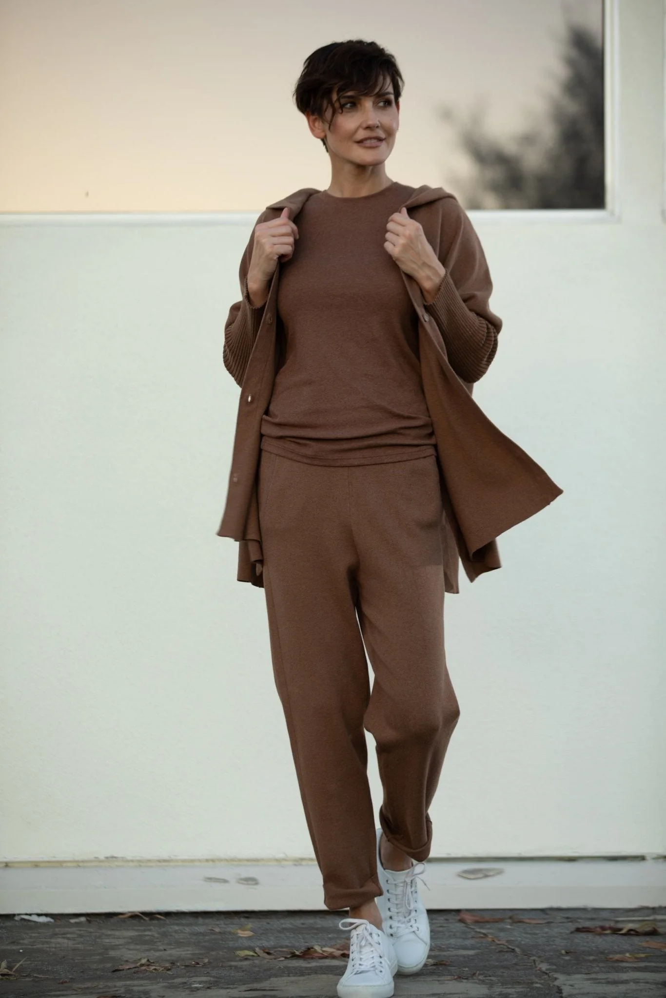 LIMITED EDITION PAIGE PANT IN DOUBLE KNIT HEATHERED PIMA STRETCH - Image 9