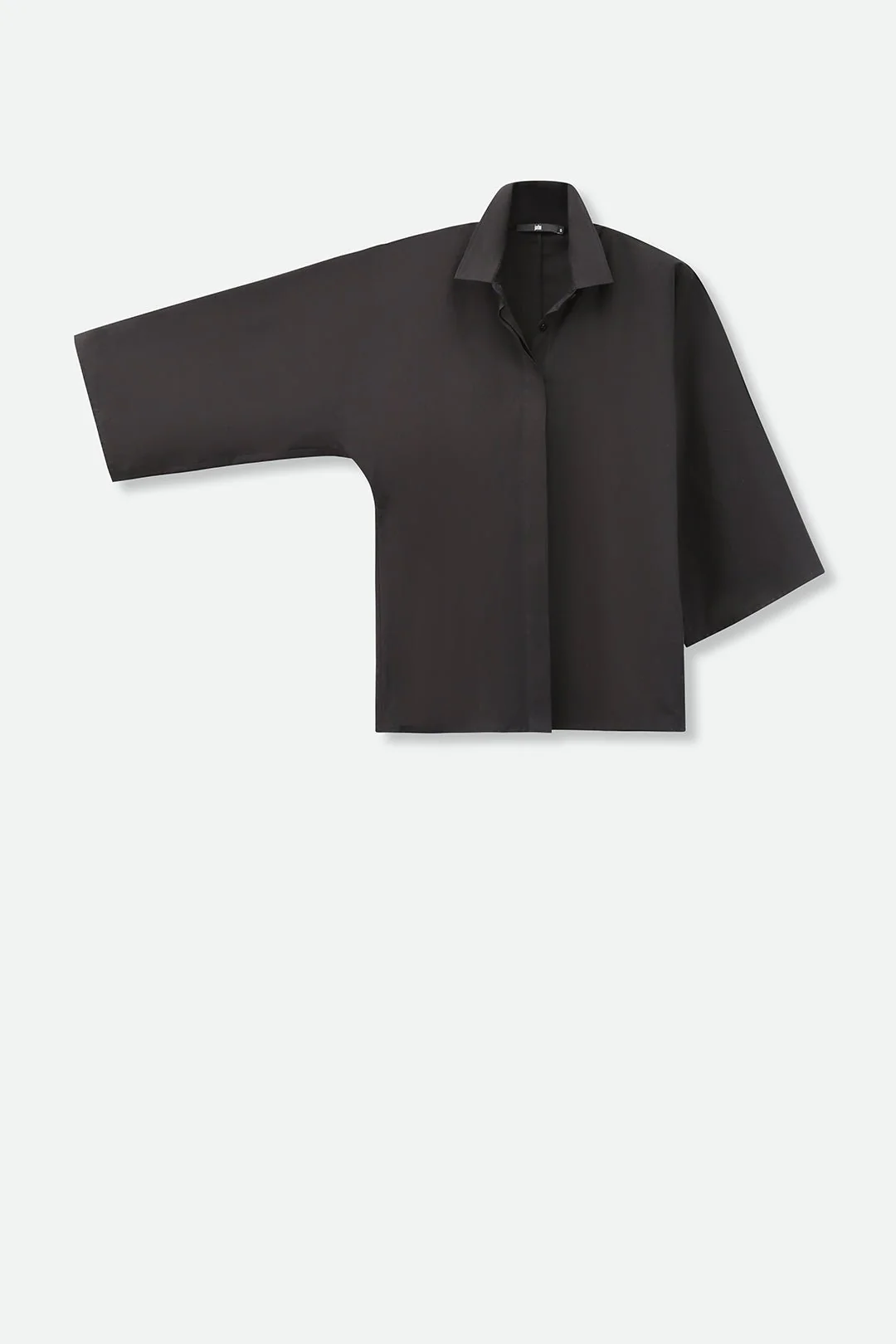 REMI KIMONO SLEEVE SHIRT IN ITALIAN COTTON STRETCH BLACK - Image 4