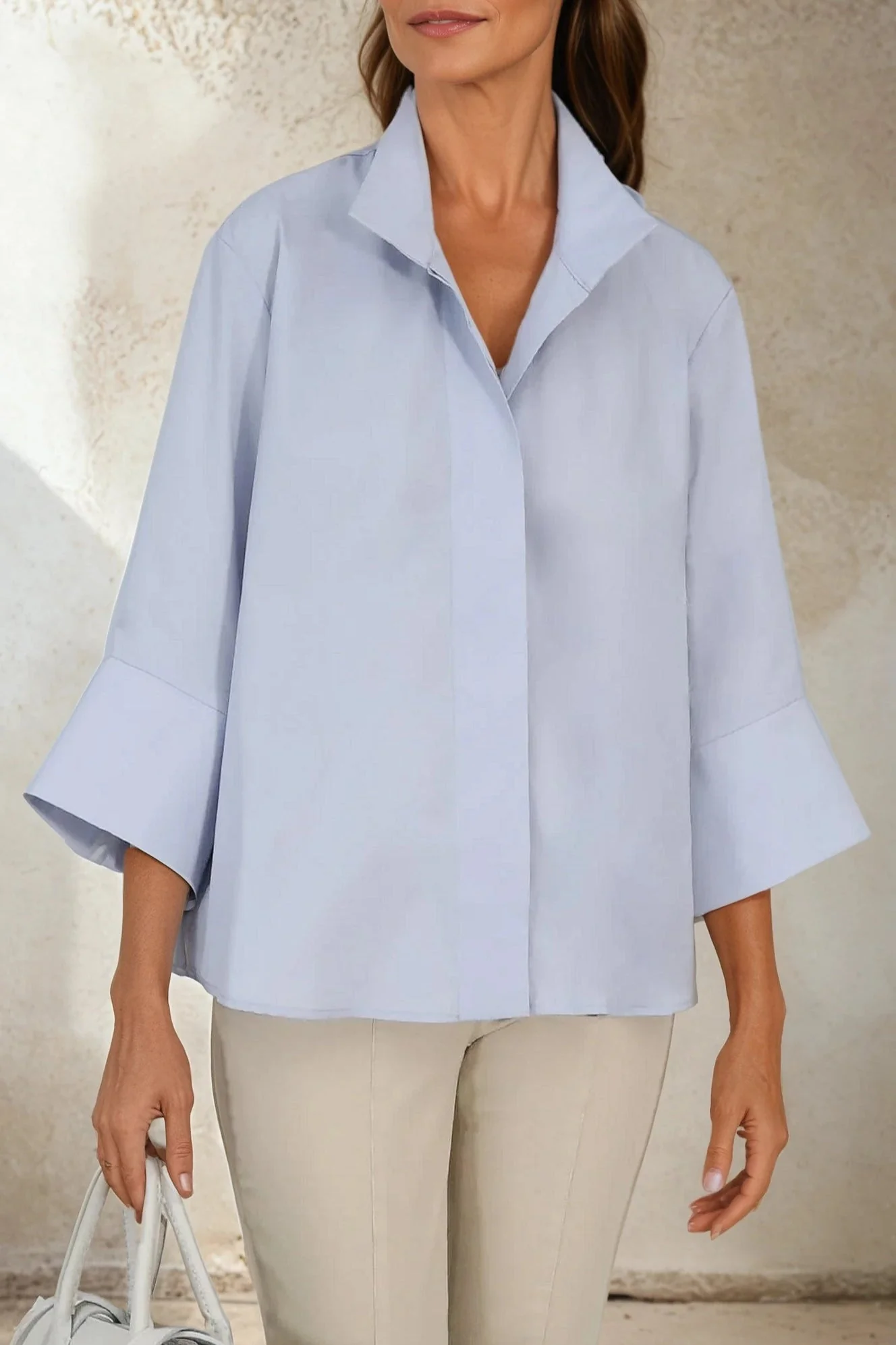 SANDRINE WIDE-CUFF SHIRT IN ITALIAN COTTON POPLIN - Image 2