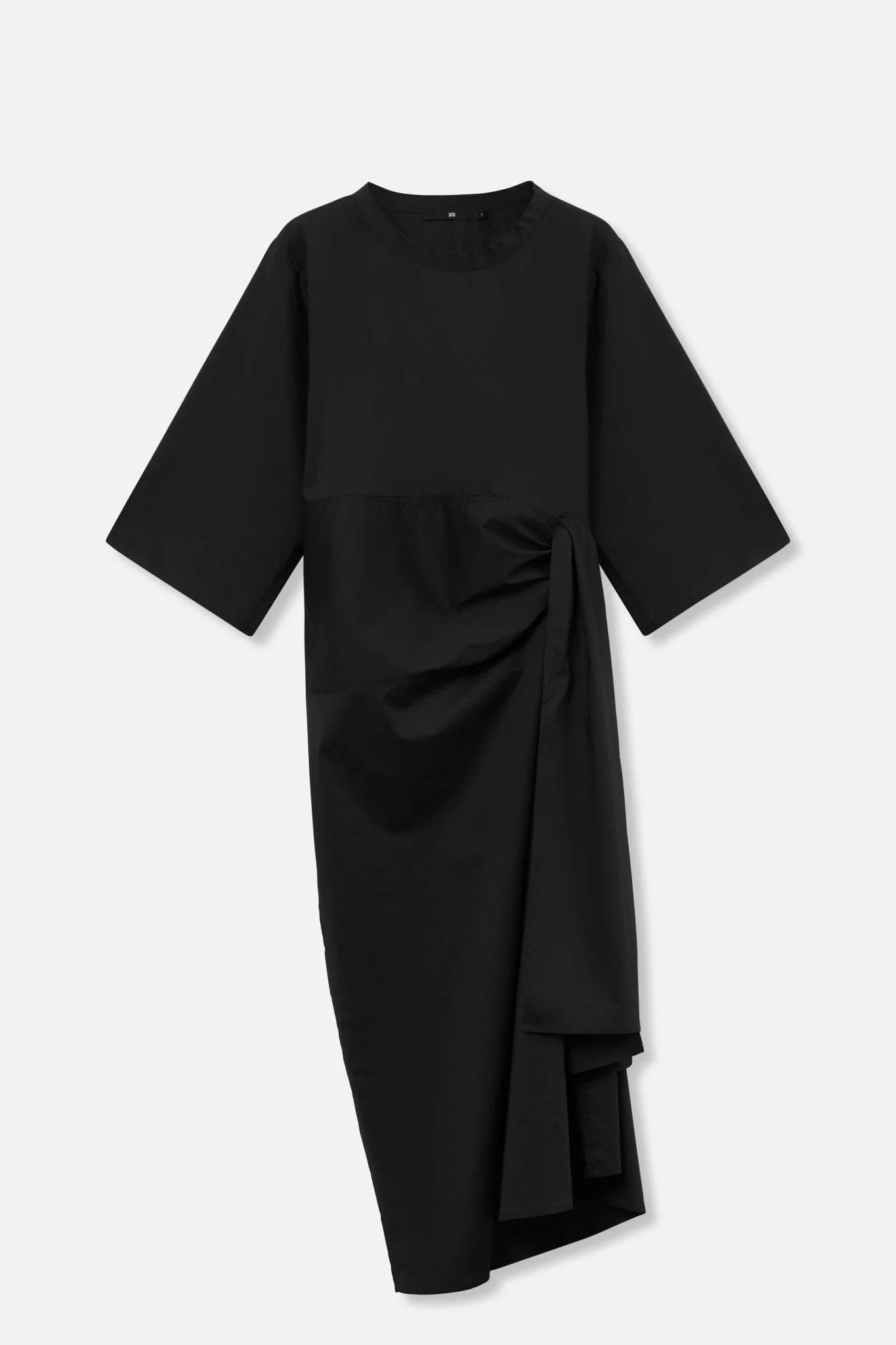 DANA CREW NECK SIDE TIE DRESS IN ITALIAN COTTON - Image 2