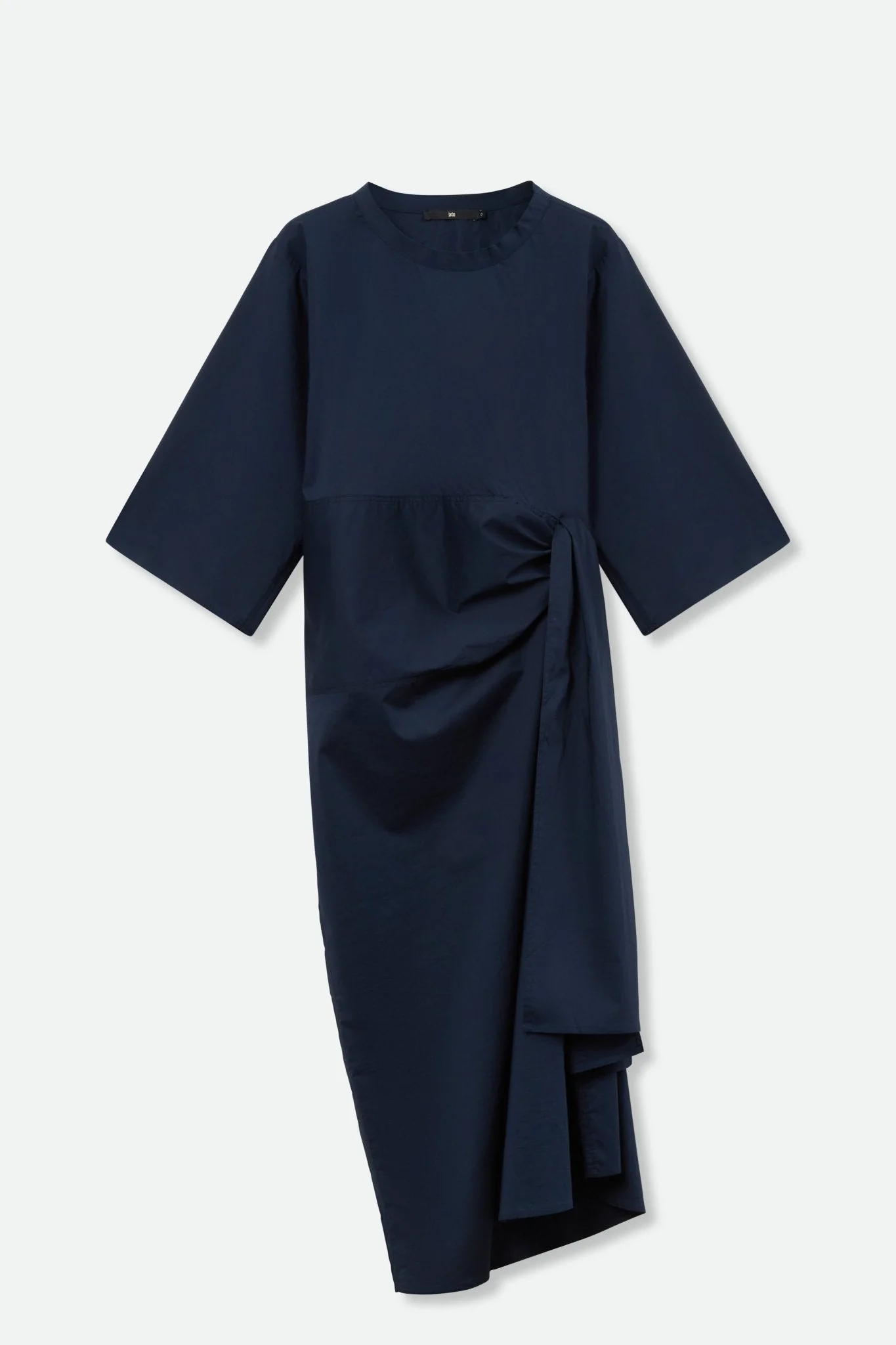 DANA CREW NECK SIDE TIE DRESS IN ITALIAN COTTON - Image 4