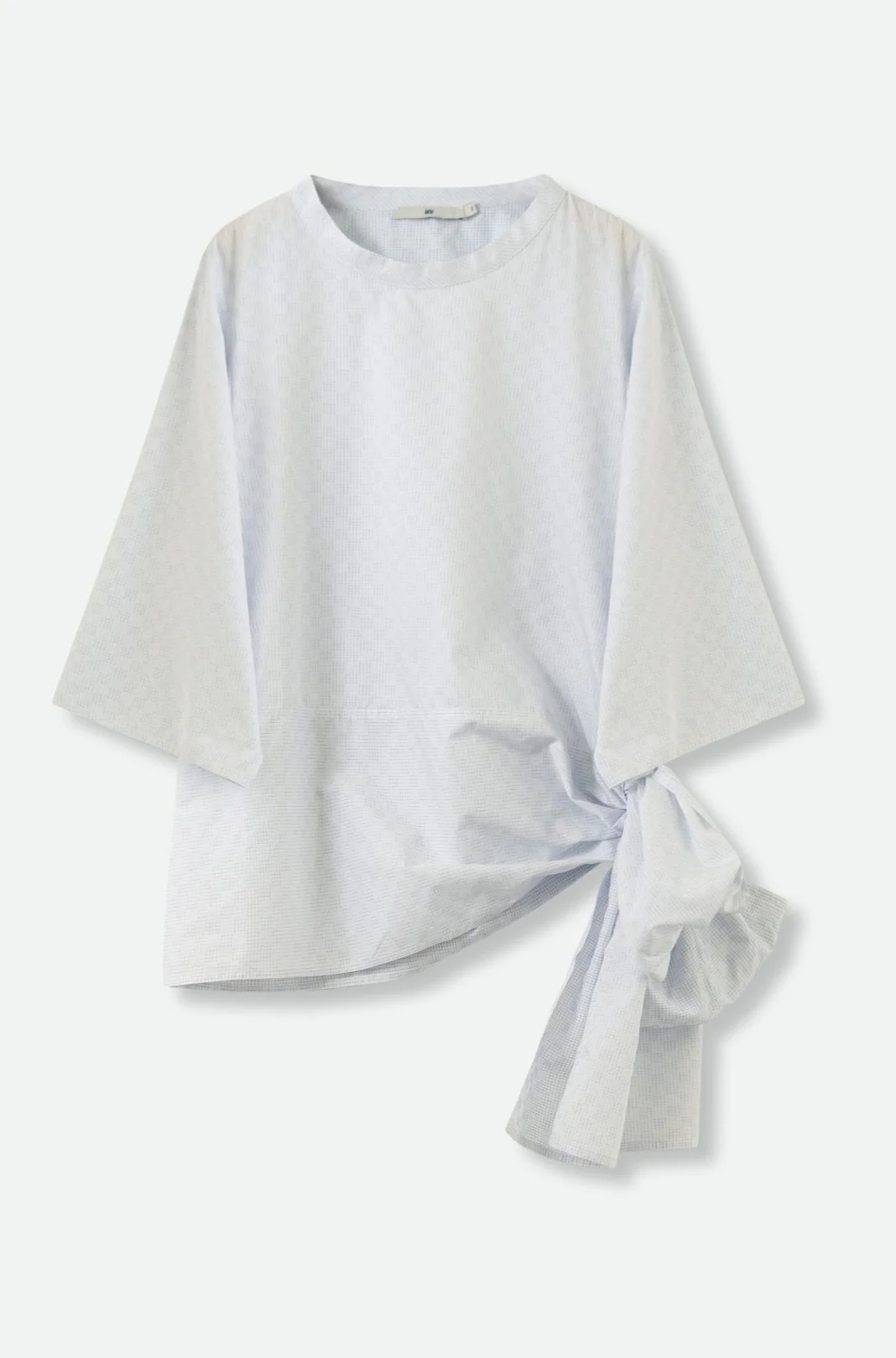ELNORA CREW SIDE TIE 3/4 SLEEVE SHIRT IN ITALIAN COTTON POPLIN - Image 2