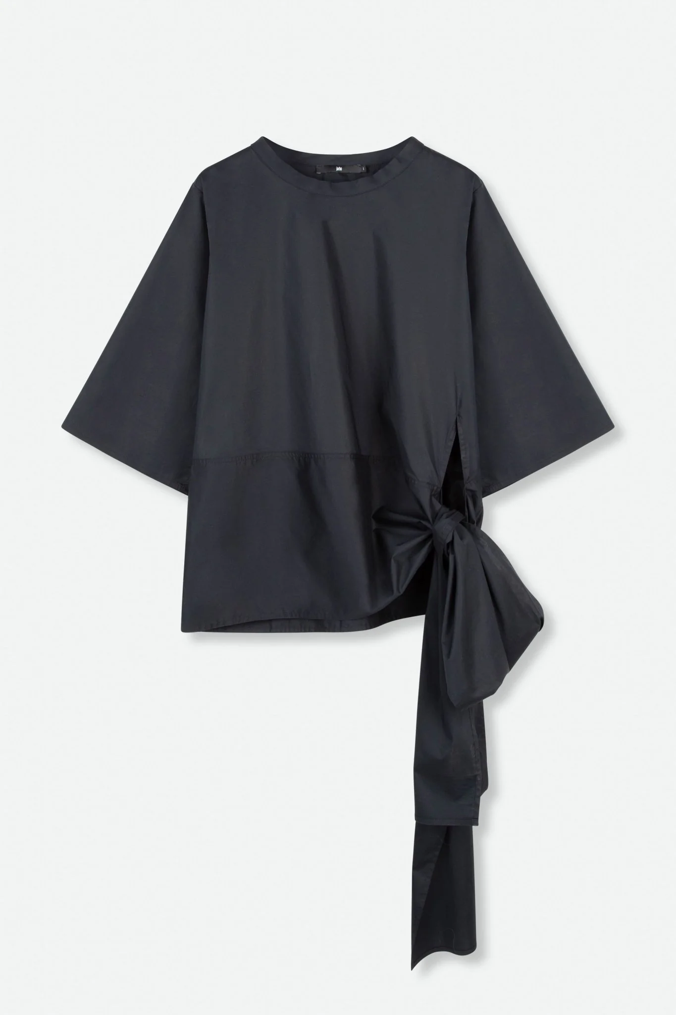 ELNORA CREW SIDE TIE 3/4 SLEEVE SHIRT IN ITALIAN COTTON POPLIN - Image 3