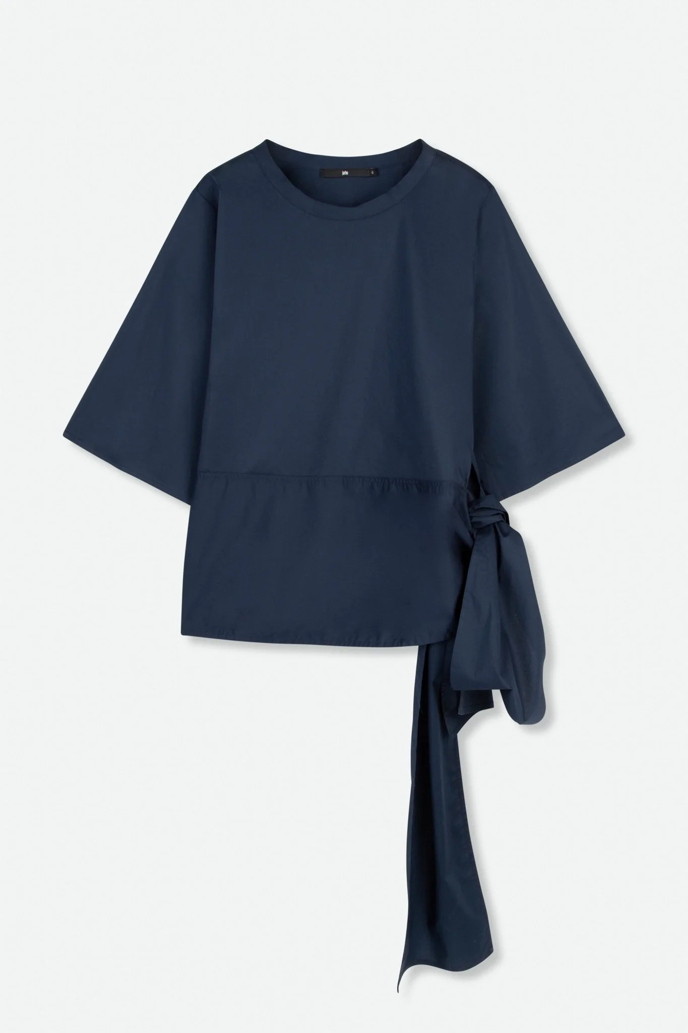 ELNORA CREW SIDE TIE 3/4 SLEEVE SHIRT IN ITALIAN COTTON POPLIN - Image 5