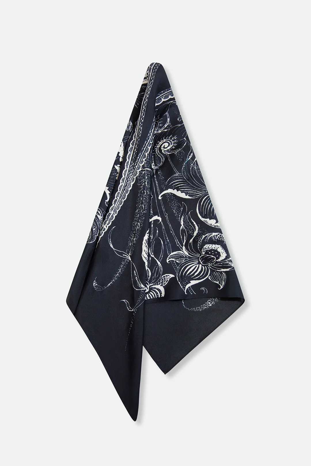 SILK TWILL SQUARE SCARF IN PAISLEY BLUE MARINE