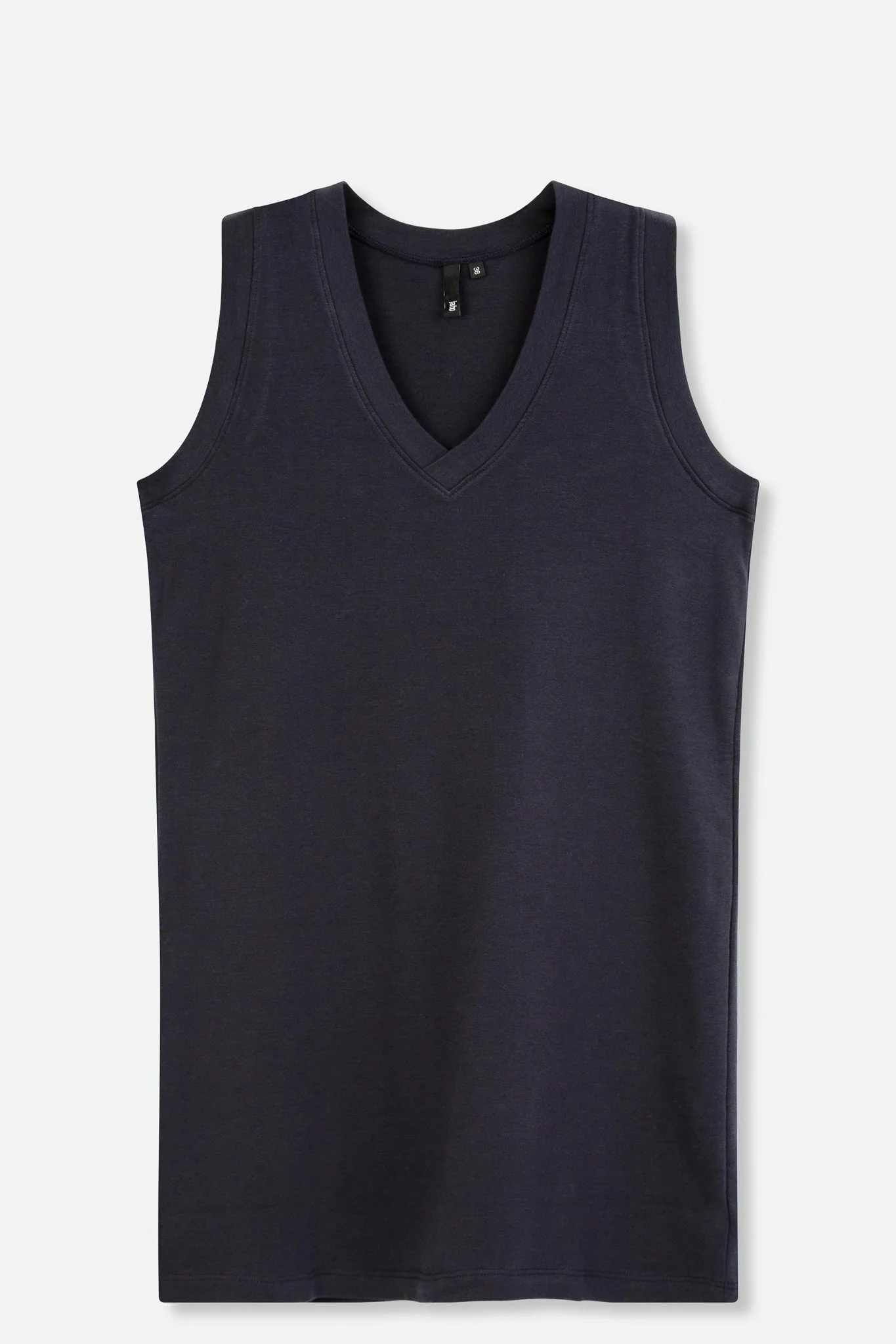 V-NECK MUSCLE TANK IN PIMA COTTON STRETCH NAVY - Image 2