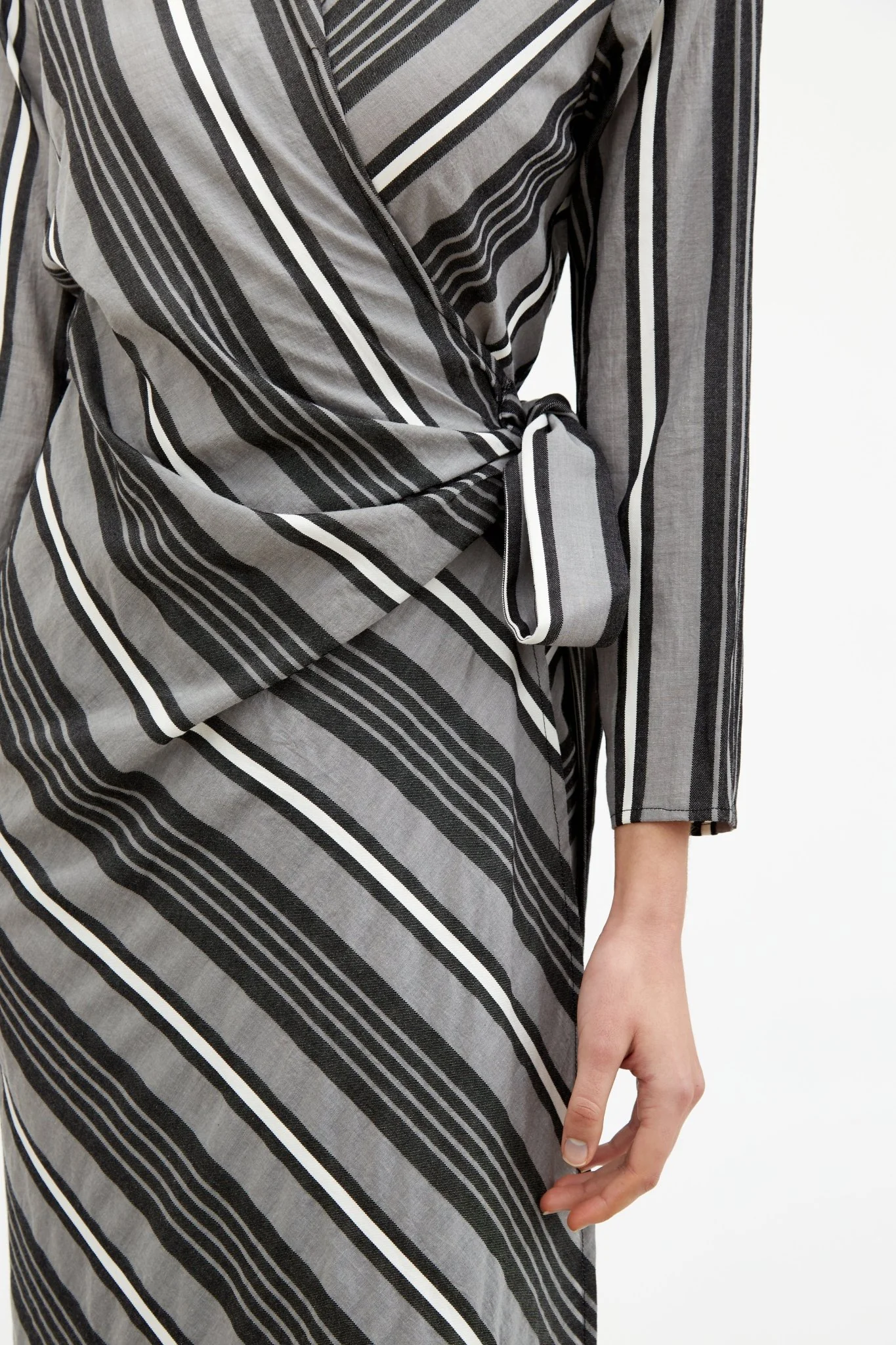 DAX STRIPE WRAP DRESS IN SOFT YARN-DYED COTTON BLEND - Image 3